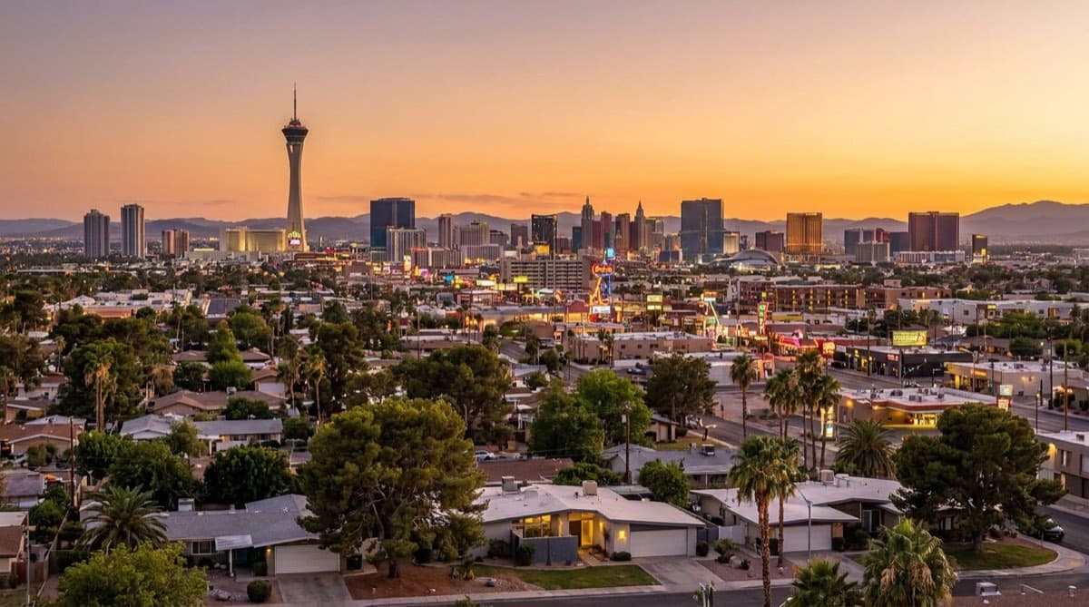 Central Las Vegas at dusk