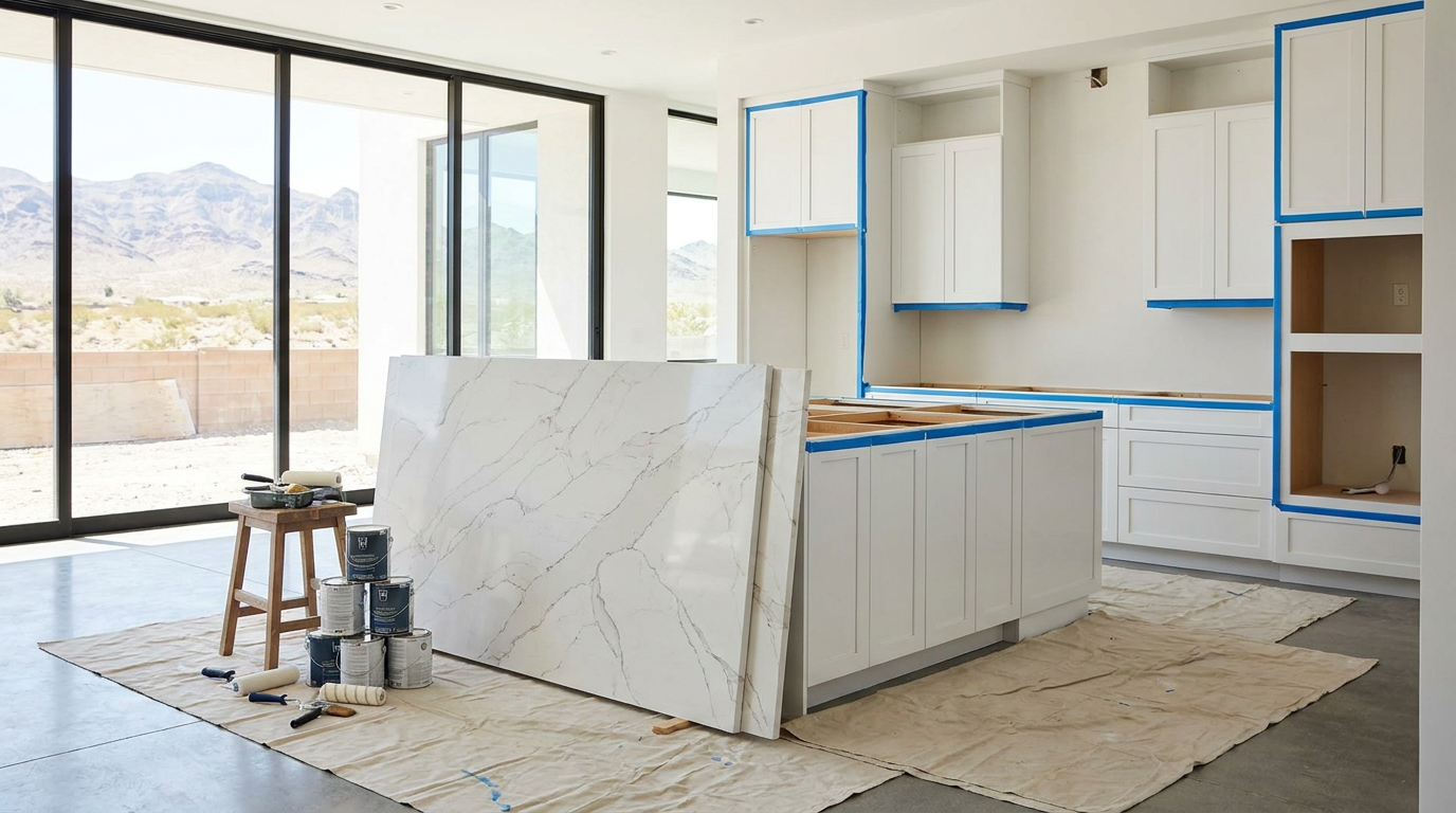 Kitchen renovation in progress, one of the home renovations that add value in Las Vegas